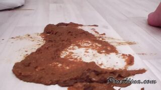 suppkakiem - Alina pooping diarrhea with fart in white shorts and smeared shit ass