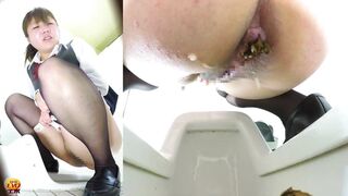 DLEE-225 03 Young schoolgirls and female students pooping on Japanese style toilet. Multi angle view voyeur