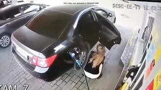 Pissing While Refueling The Car