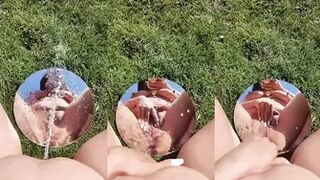 SwitchTits - Outside pissing naked on a mirror