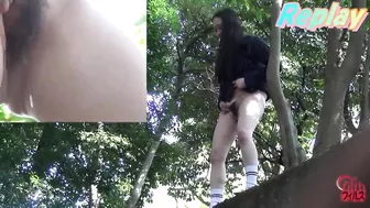 DLFF-096 01 Women’s pleasant peeing in standing position. Outdoor voyeurism
