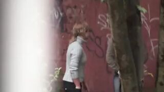 Filmed with a hidden camera,girls pee in nature-8