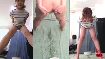 DLFF-457 04 Girls spreading their pussies while standing bend over and releasing a dynamic pee stream backwards