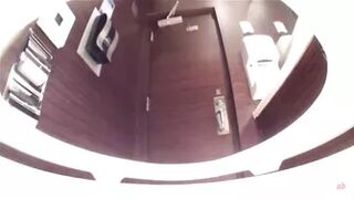 28103781 A total of 6 happy beautiful poops watching from the camera inside the urinal