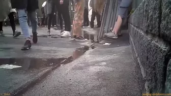 Girl pees her pants outside