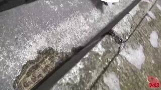 DLFF-115 Concrete pissing. Outdoor pee splashing by beautiful girls. #1