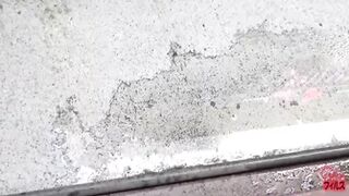 DLFF-115 Concrete pissing. Outdoor pee splashing by beautiful girls. #1