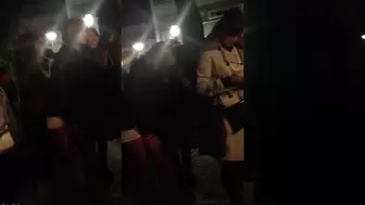 The Girl in White Shorts is Close to Losing it Waiting in Line