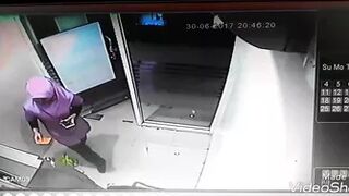Beautiful Girl Wetting Herself in ATM Room