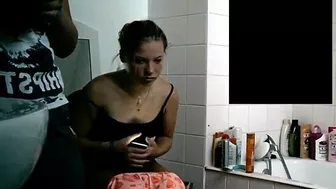two nice girls in bathroom