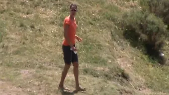 Woman in a motorhome searches a place