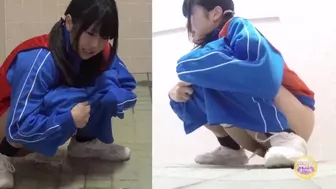 DLSL-082 01 Schoolgirls club activities Leaking or urinating in front of a sealed toilet