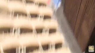 PM172 01 Peeing girls reaction on hidden camera. Outdoor urination peeping