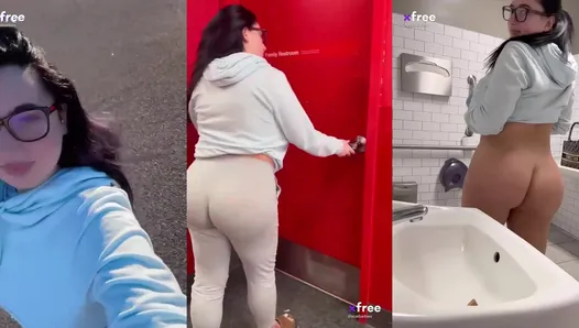 Crazy girl go to the store toilet and shitting in sink - @scatbarbies's