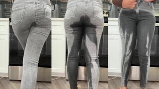 MissZola - Wetting jeans while cooking a quick meal