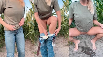 farmerali - Peeing in a corn field barefoot!