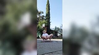 BlondieBlooms - Slutty school girl outside deck pee!!!