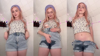 adorableamy - jean shorts pee ? happy pee vid day :D for...
