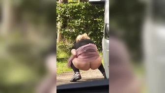 Girl peeing next to my car #1