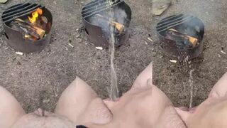 Piss-tits - Pissing on the campfire #fyp #foryoupage...