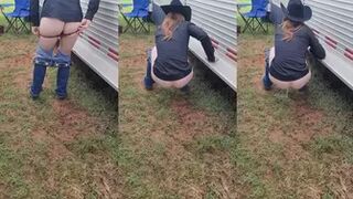 NaughtyRedFarmgirl - A huge pee video from the horse show the other...