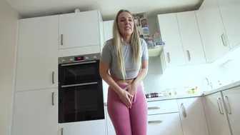 Aston - Aston's Pink Leggings Get A Bit Darker In The Kitchen