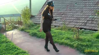 Dee - Walking and wetting her uniform pantyhose