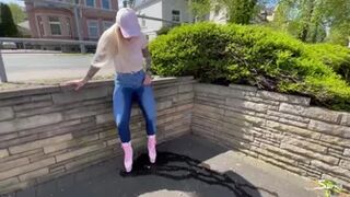 Devil Sophie - Horny wet in the jeans in front of the street office