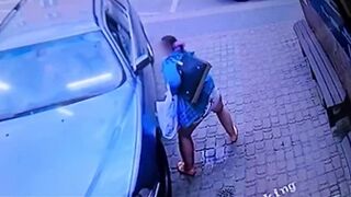 Security Camera Caught a Woman Pissing