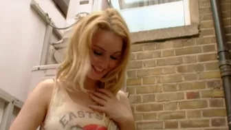 Katie K has a desperate accident in her blue jeans