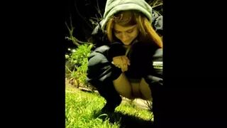 CoralJade01 - Shameless girl doing pee in public garden