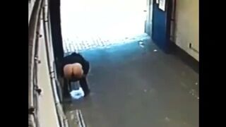 Quick pee in a garage