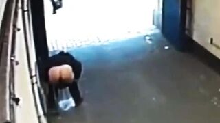Quick pee in a garage