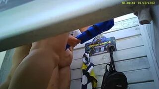 Hidden camera in a beach booth from the author