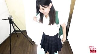 DLFF-383 02 Busy street. Opened door. White curtain. Girl, enema and defecation