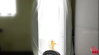DLFF-383 02 Busy street. Opened door. White curtain. Girl, enema and defecation