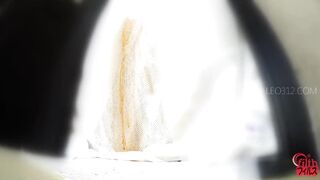 DLFF-383 01 Busy street. Opened door. White curtain. Girl, enema and defecation