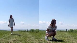 tiny_angel - Pissing in an open flat field