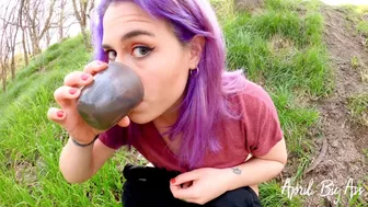 AprilBigAss - Risky Public Piss Drinking (very yellow pee)