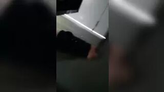 tattoogirl uses public toilet