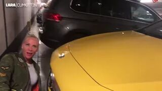 Lara Cumkitten - Risky flooding PUBLIC PISS in the Cologne car park