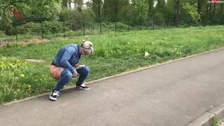 Cat-Coxx - Pissing extreme public with tensioner in the parking lot