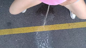 Candie Cane - Peeing onto the Pavement in the Middle of a Department Store Parking Lot!