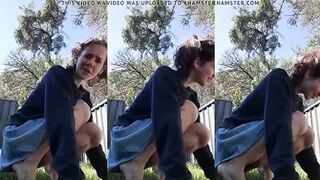 Girlfriend pees in the garden