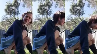 Girlfriend pees in the garden