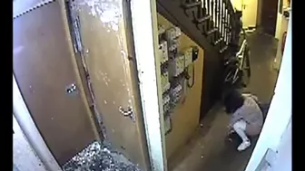 Girl in russia pees in stairwell