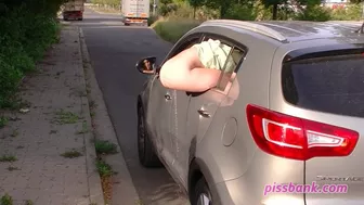 Pissing out off the car window