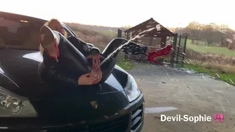 Devil-Sophie - Helpless down bitch wants to fuck! Outdoor latex piss fuck party extreme