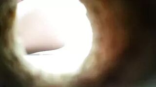 Girl uses the toilet to pee