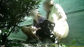 Caught peeing in the bushes during a festival